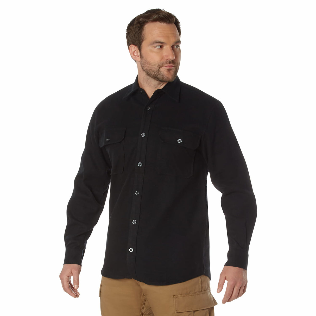 Heavyweight Solid Flannel Button Down Shirt