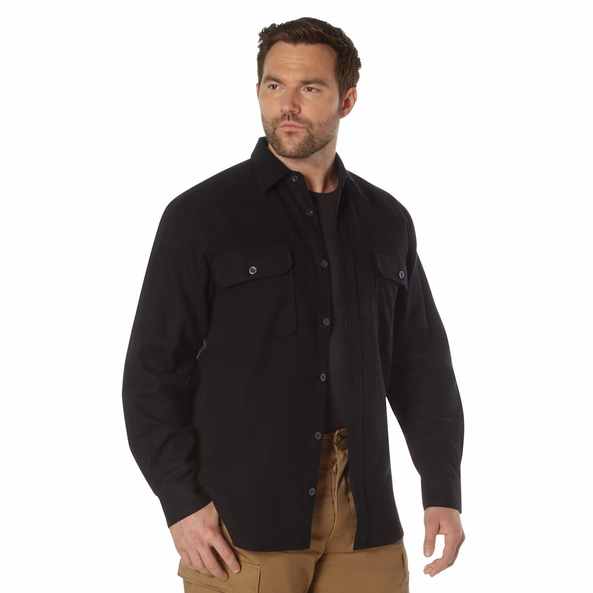 Heavyweight Solid Flannel Button Down Shirt