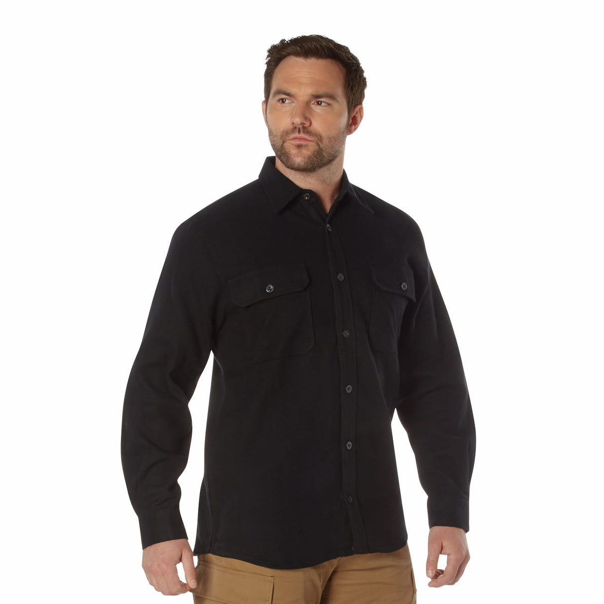 Heavyweight Solid Flannel Button Down Shirt