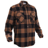 Heavyweight Brown Buffalo Plaid Flannel Shirt