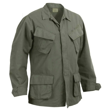 Vintage Vietnam Era Olive Drab Military Fatigue Shirt