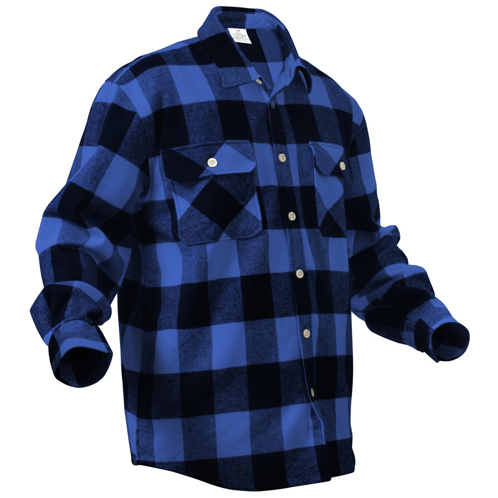 Heavyweight Blue Buffalo Plaid Flannel Shirt