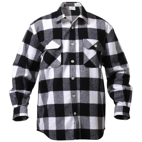 Heavyweight White and Black Buffalo Plaid Flannel Shirt