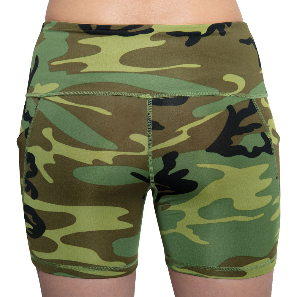 Womens Camouflage Performance Stretch Shorts with Pockets