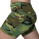 Womens Camouflage Performance Stretch Shorts with Pockets