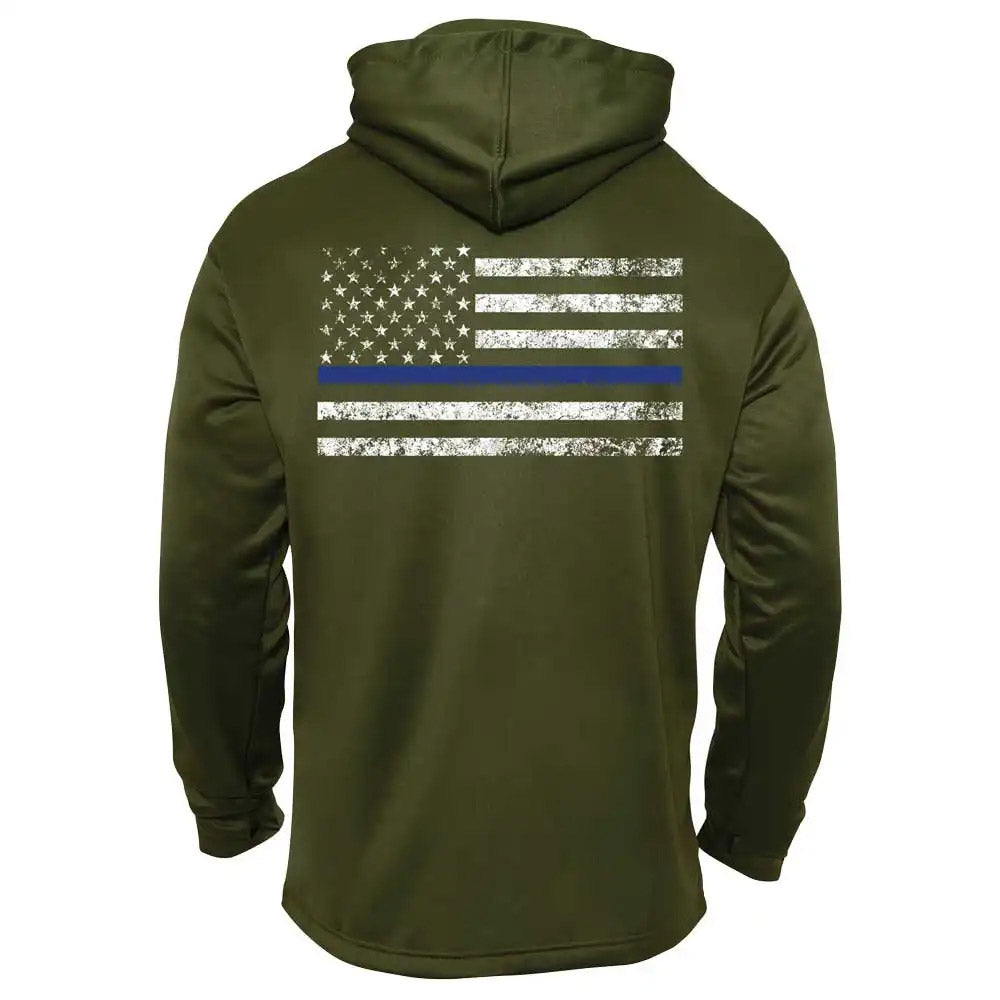 Thin Blue Line Flag Concealed Carry Hooded Sweatshirt