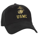 Black USMC Globe and Anchor Low Profile Baseball Hat