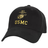 Black USMC Globe and Anchor Low Profile Baseball Hat