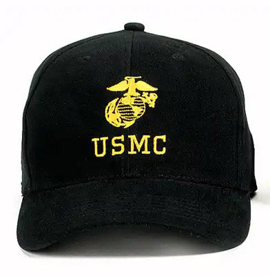 Black USMC Globe and Anchor Low Profile Baseball Hat