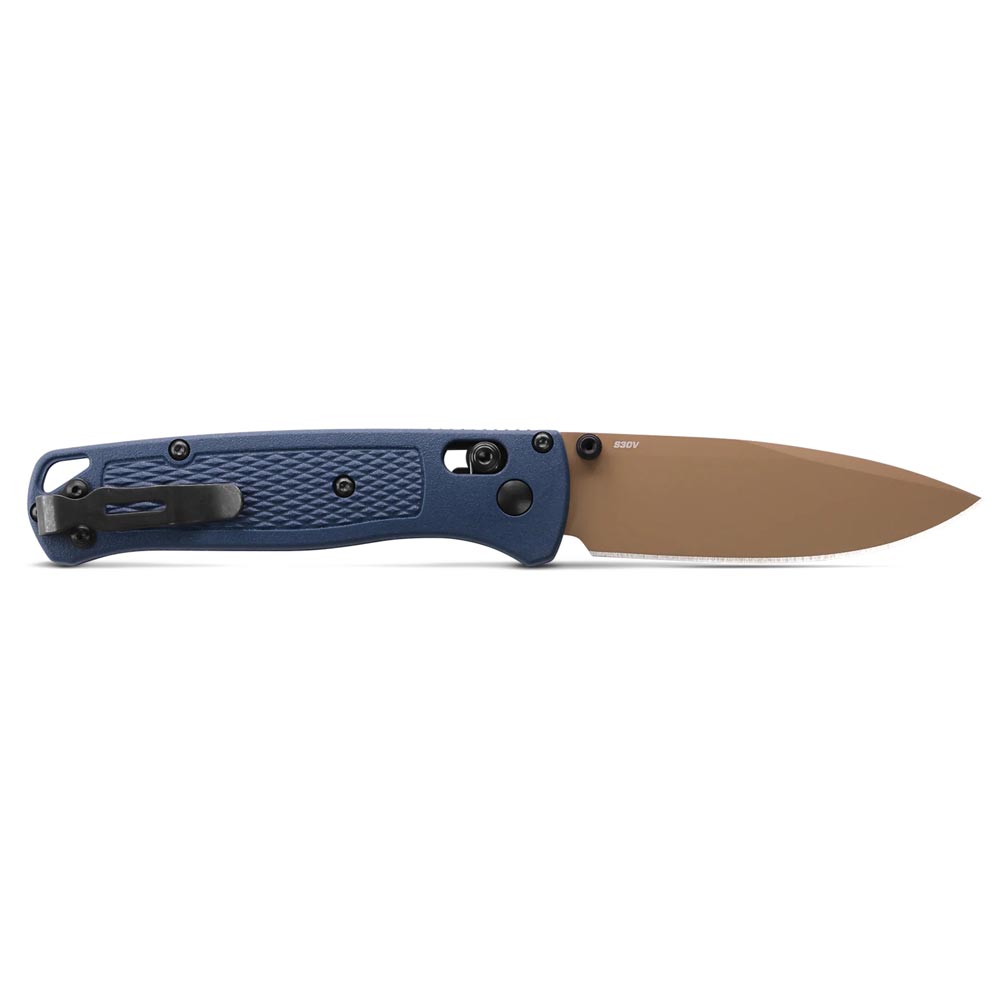 Benchmade 535FE-05 Bugout AXIS Folding Knife 3.24 inch with S30V Dark Earth Cerakote Plain Blade and Crater Blue Grivory Handle