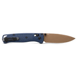 Benchmade 535FE-05 Bugout AXIS Folding Knife 3.24 inch with S30V Dark Earth Cerakote Plain Blade and Crater Blue Grivory Handle