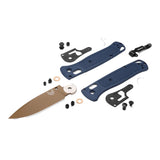 Benchmade 535FE-05 Bugout AXIS Folding Knife 3.24 inch with S30V Dark Earth Cerakote Plain Blade and Crater Blue Grivory Handle