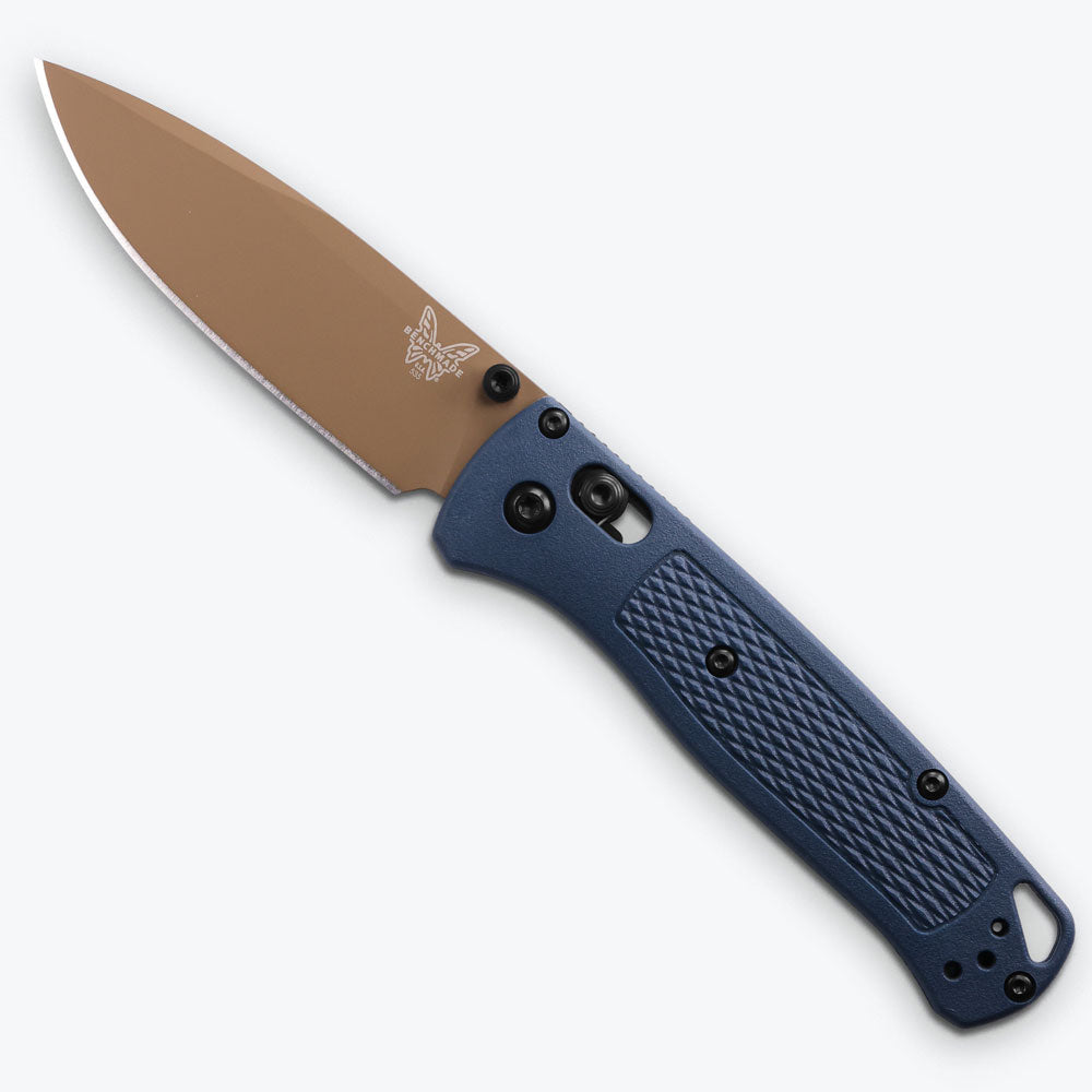 Benchmade 535FE-05 Bugout AXIS Folding Knife 3.24 inch with S30V Dark Earth Cerakote Plain Blade and Crater Blue Grivory Handle