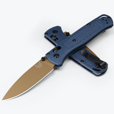 Benchmade 535FE-05 Bugout AXIS Folding Knife 3.24 inch with S30V Dark Earth Cerakote Plain Blade and Crater Blue Grivory Handle