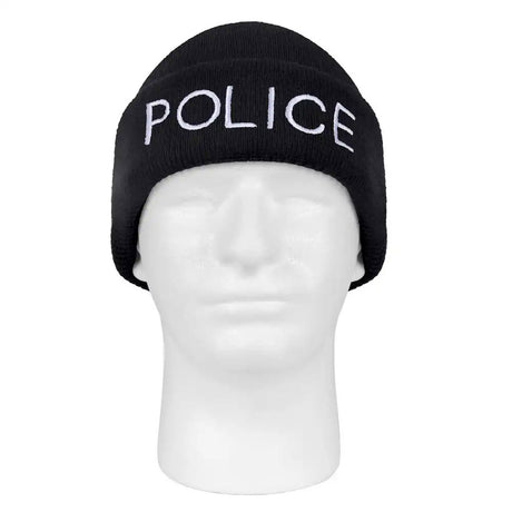 Black Police Embroidered Watch Cap