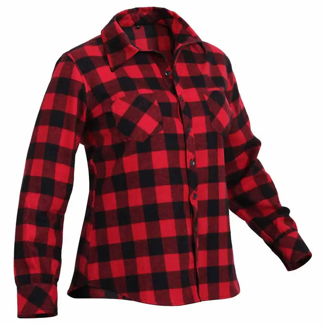 Women's Red Buffalo Plaid Flannel Button Shirt