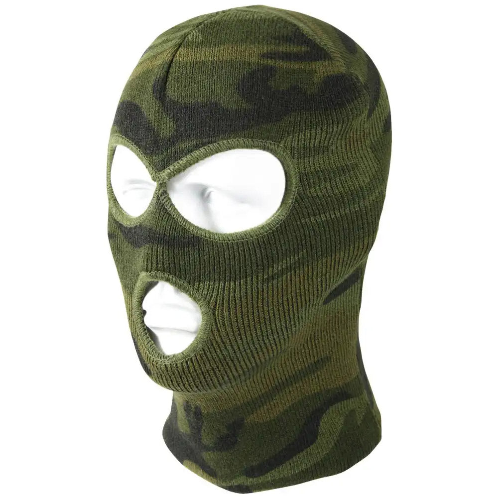 Deluxe Woodland Camouflage 3-Hole Knit Ski Mask