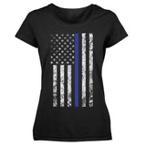 Women's Thin Blue Line American Flag T-Shirt