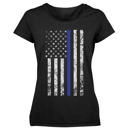 Women's Thin Blue Line American Flag T-Shirt