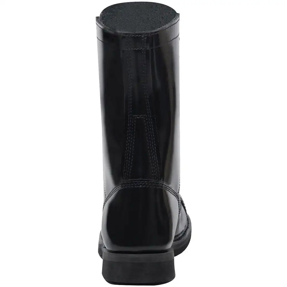 10-Inch Polished Black Leather Military Jump Boot