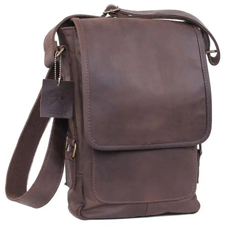 Classic Brown Leather Military Tablet Bag