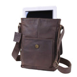 Classic Brown Leather Military Tablet Bag