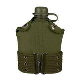 Olive Drab Military Canteen and Pistol Belt Kit