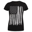 Women's Distressed US Flag Long Length T-Shirt