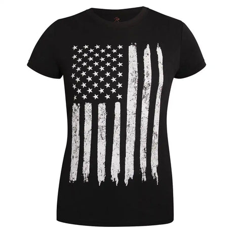 Women's Distressed US Flag Long Length T-Shirt