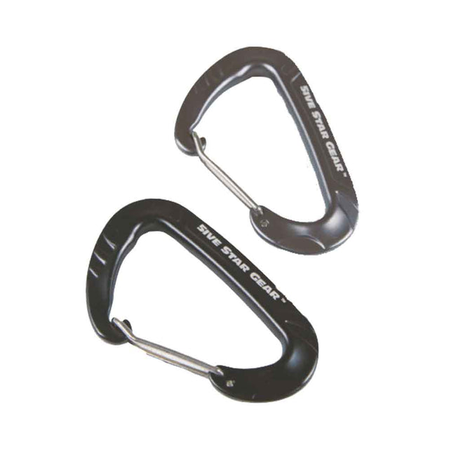 5ive Star Black-Grey Wire Gate Carabiner - 2 Pack