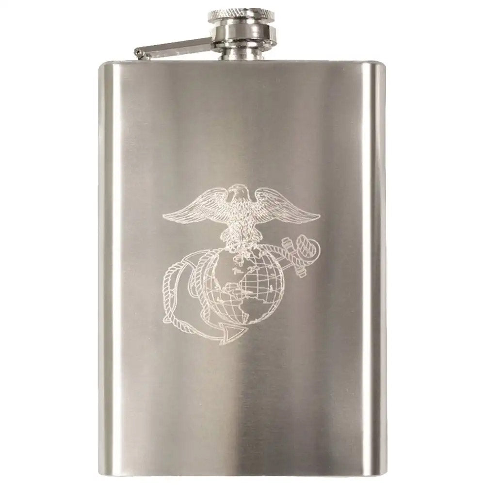 US Marines Globe and Anchor Engraved Flask