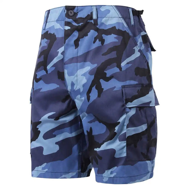 Sky Blue Camo Military BDU Cargo Shorts