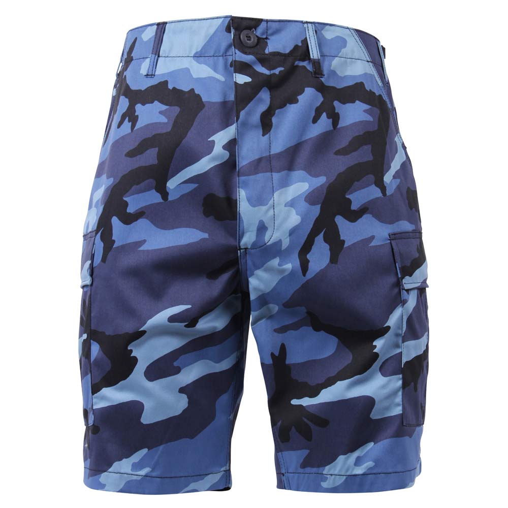 Sky Blue Camo Military BDU Cargo Shorts