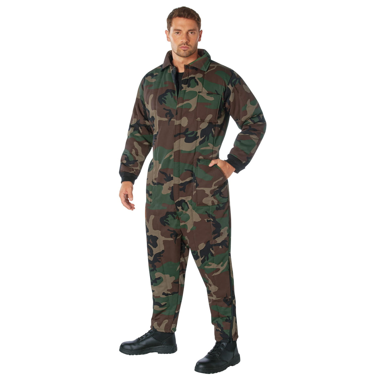 Insulated Woodland Camo Winter Coveralls