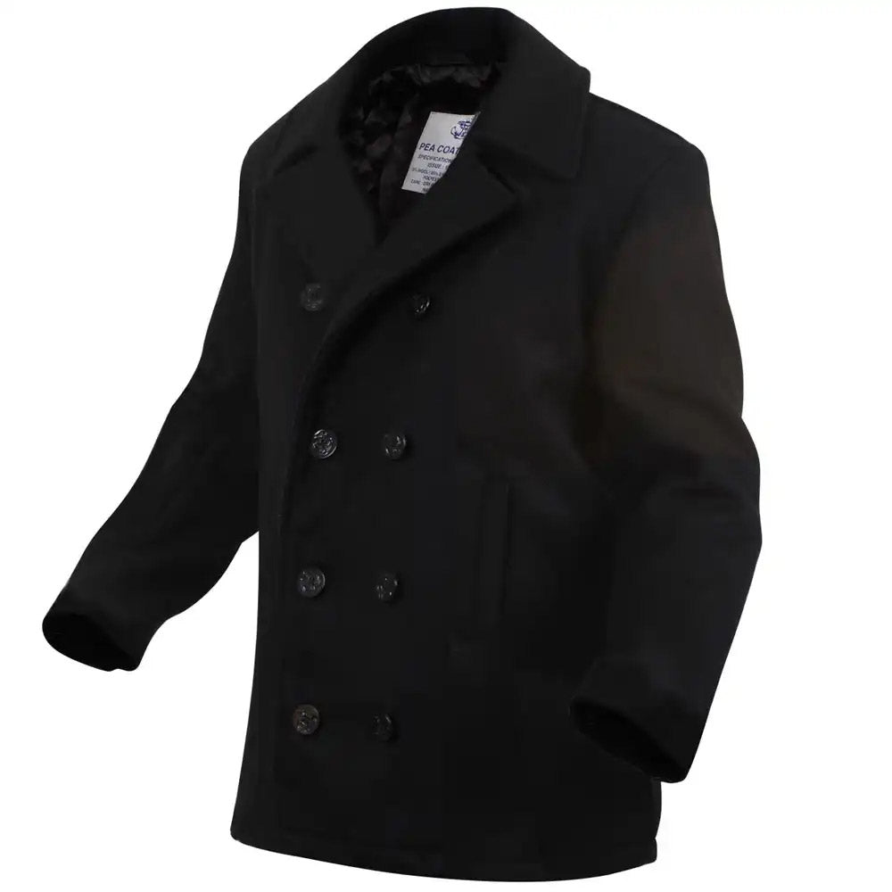 40s　NAVAL CLOTHING FACTORY PEA COAT BLK H14W-Peacoat-8-button-naval-