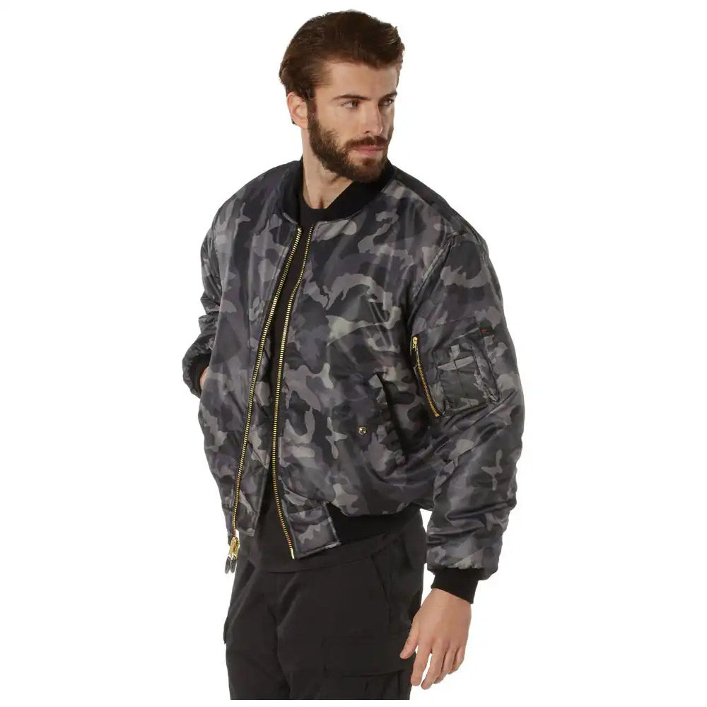 Black Camouflage MA-1 Bomber Flight Jacket