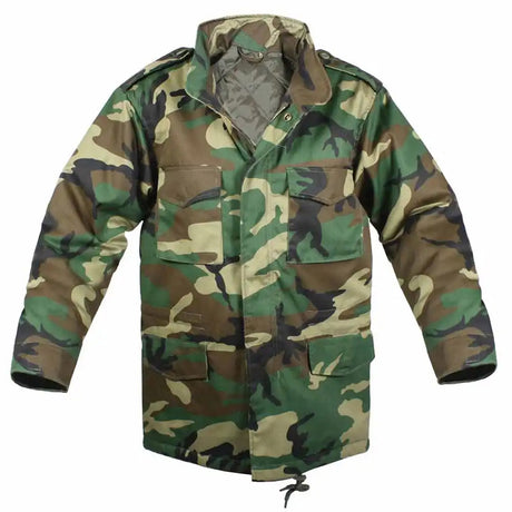 Kids Woodland Camo Lined M-65 Field Jacket