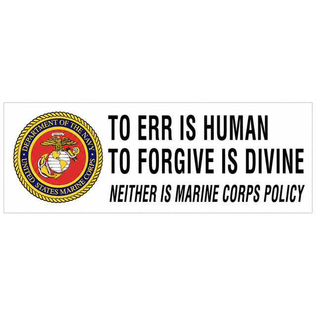 To Err Is Human Marine Corps Bumper Sticker