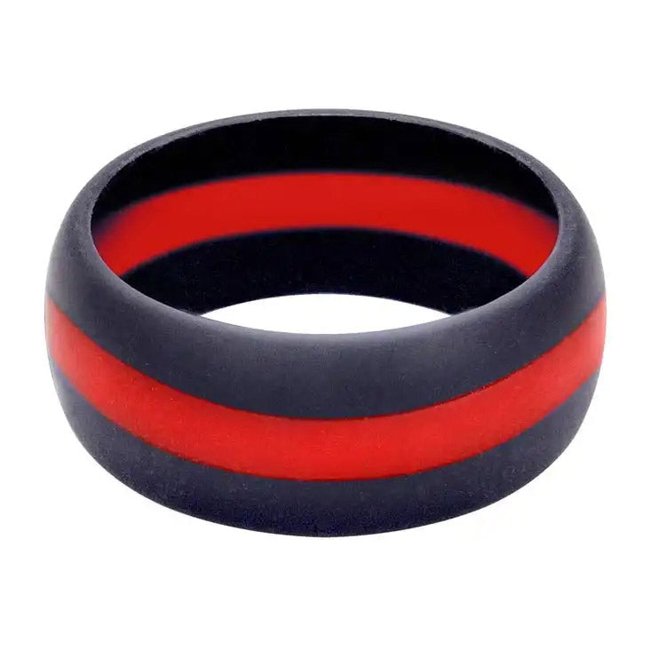 Men's Thin Red Line Firefighter Silicone Ring