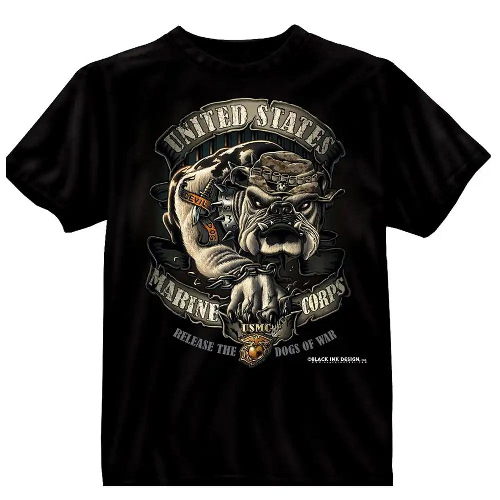 Black Ink US Marines Bulldog T-Shirt