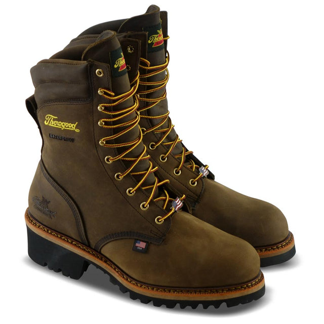 Thorogood 9-Inch Steel Toe Brown Waterproof USA-Made Logger Boot