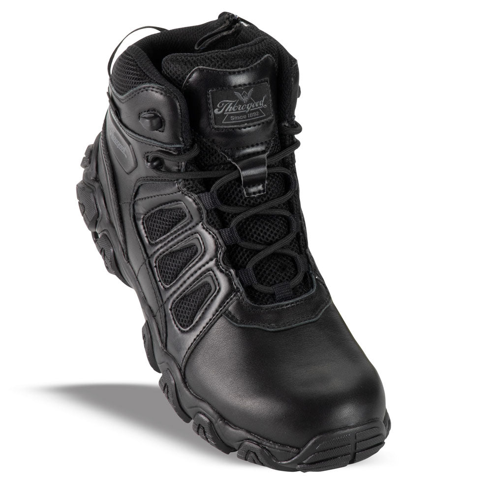 Thorogood Crosstrex Mid Polishable Black Composite Toe Side-Zip Tactical Boot