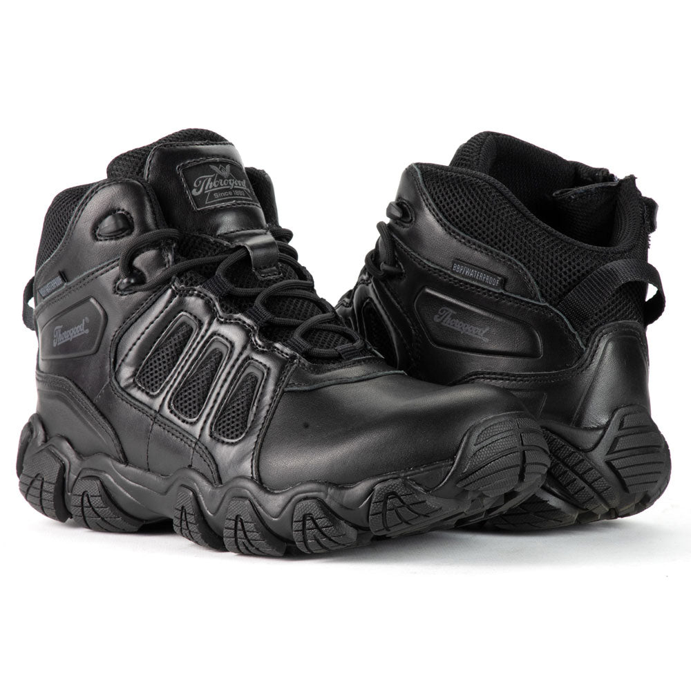 Thorogood Crosstrex Mid Polishable Black Composite Toe Side-Zip Tactical Boot