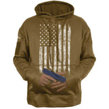 Coyote Brown Distressed US Flag CCW Hooded Sweatshirt