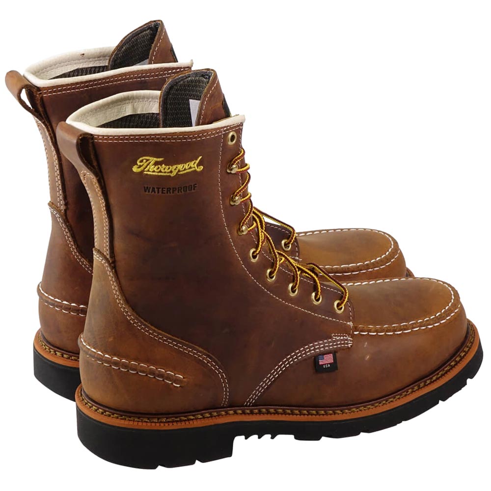 Thorogood USA 1957 Series 8-Inch Brown Waterproof Moc Toe Work Boot