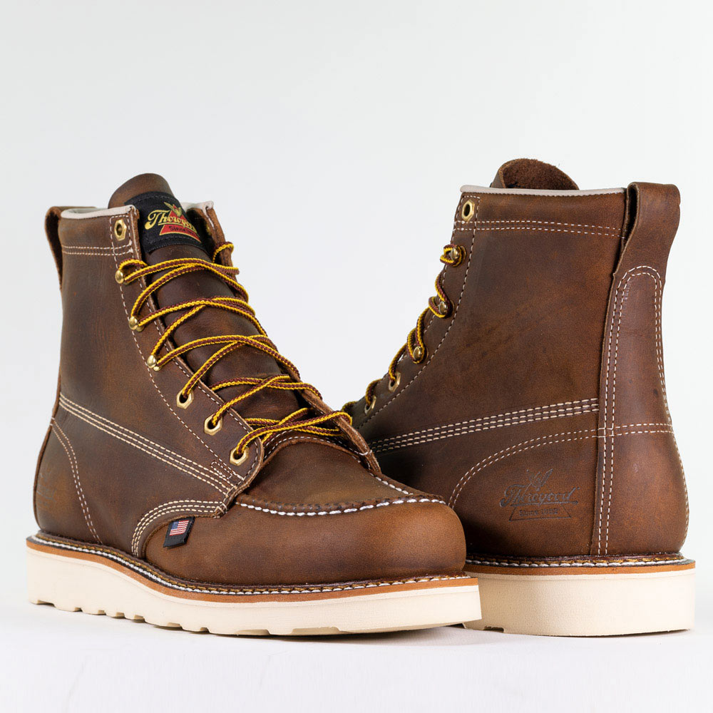 Thorogood 814-4203 USA Made 6-inch Brown Moc Toe Wedge Sole Work Boots