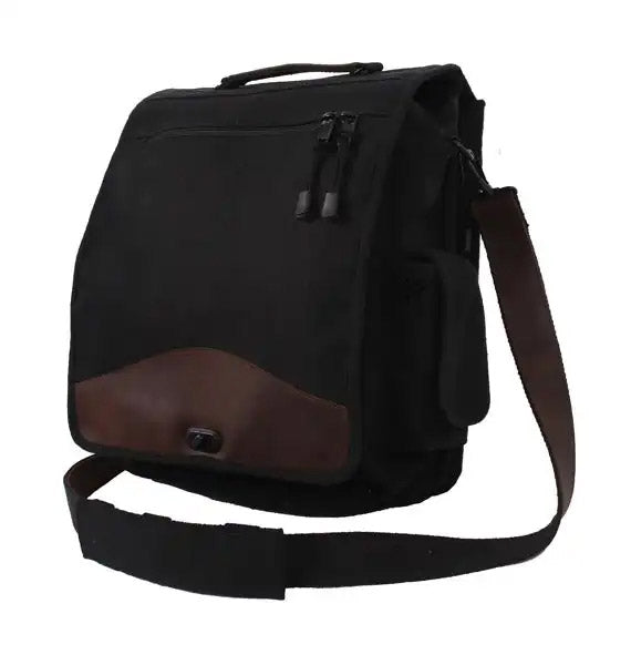 Black and Leather Vintage Canvas M-51 Engineer Bag