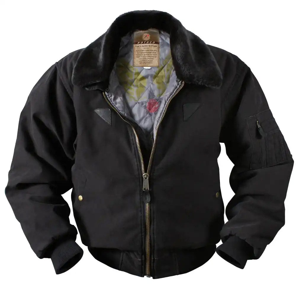 【綿100%】type B15 cotton JACKET Vintage Cotton B-15A Black Flight Jacket