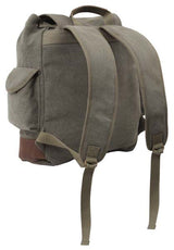 Vintage Olive Drab Canvas Expedition Backpack with Leather Accents