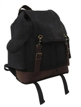 Vintage Black Canvas Expedition Backpack with Leather Accents